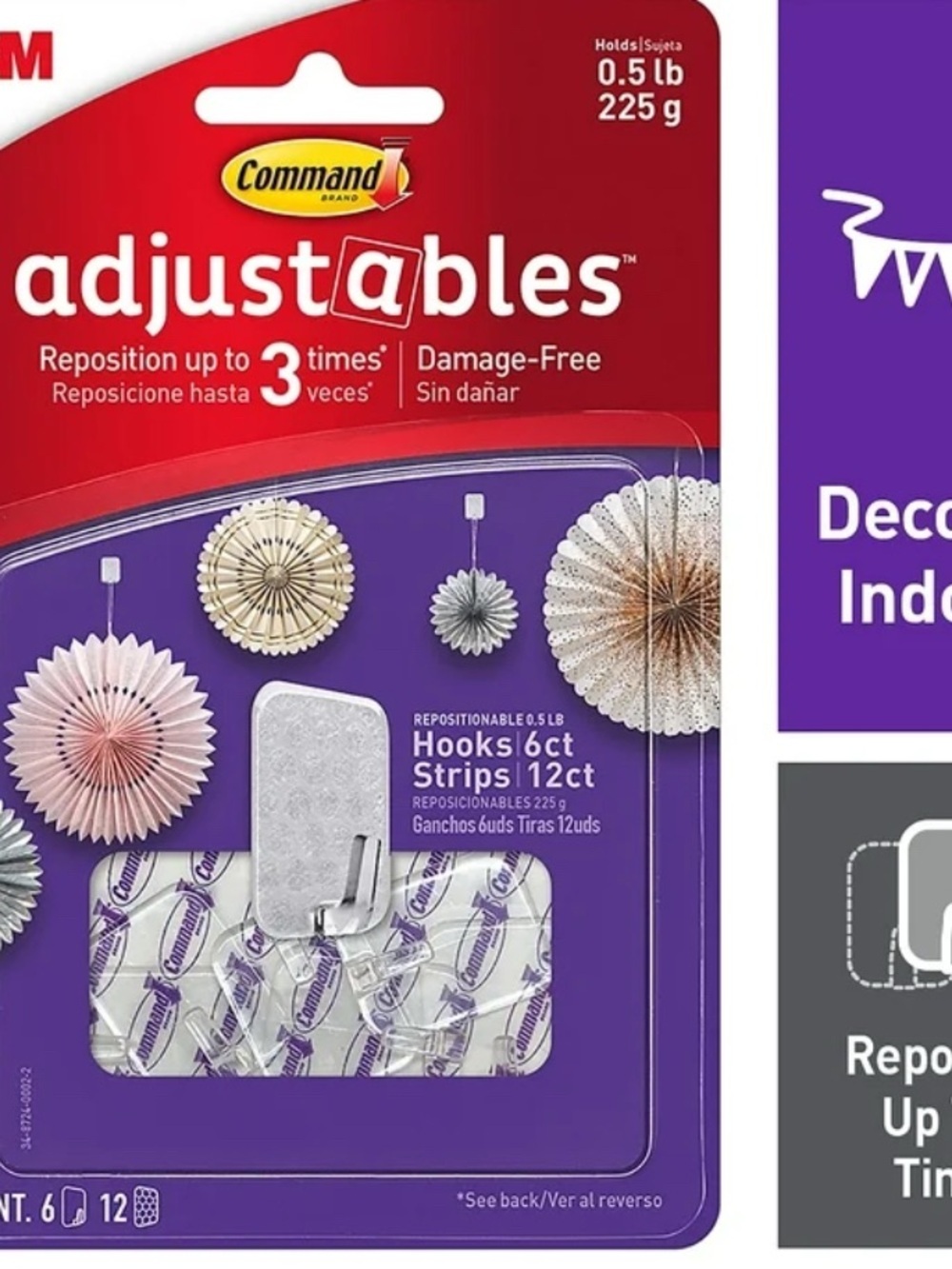 14 count Command Adjustables Damage-Free Hooks & Strips — Purple